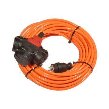 Skjøtekabel 1 fas/ 3 uttak 25m 3G2,5 H07BQ F orange