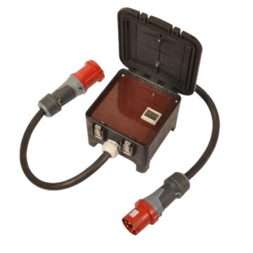 Overgang 63A/400V m/ måler Kabel inn/ut m/ plugg og skjøtekontakt 463 6
