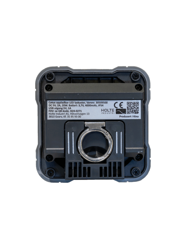 30509500 Cetus 20W oppladbar LED lyskaster 2200 lumen Lithium Battery, dimmer 25% 50% 100% Flash OFF 2