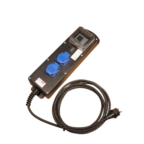 Døgnstyring Steyr, 2 stikk m/bryter og astro ur Kabel med plugg enfase. Ut 2x Schuko