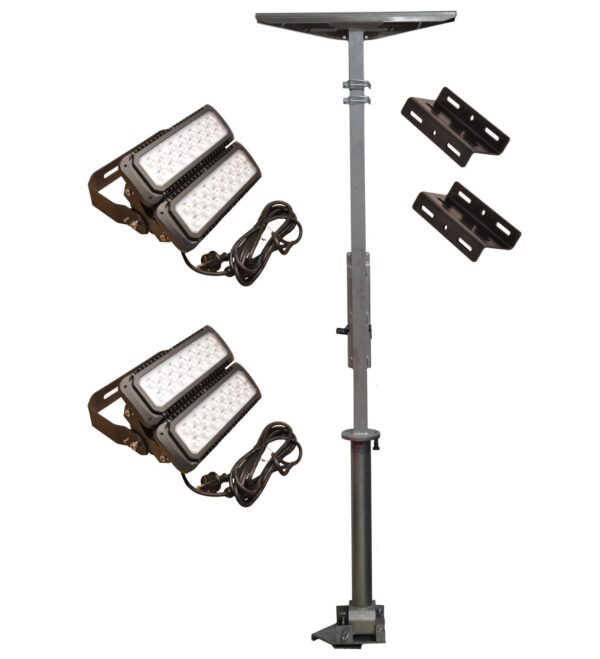 Containermast 4m komplett med lys 2x 150W LED og braketter, (lamper ikke påmontert)
