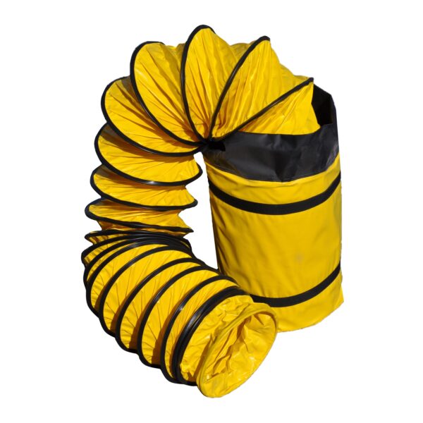 Ventilasjonsslange PVC 7,5 m Ø305mm, gul m/ festereim og bag